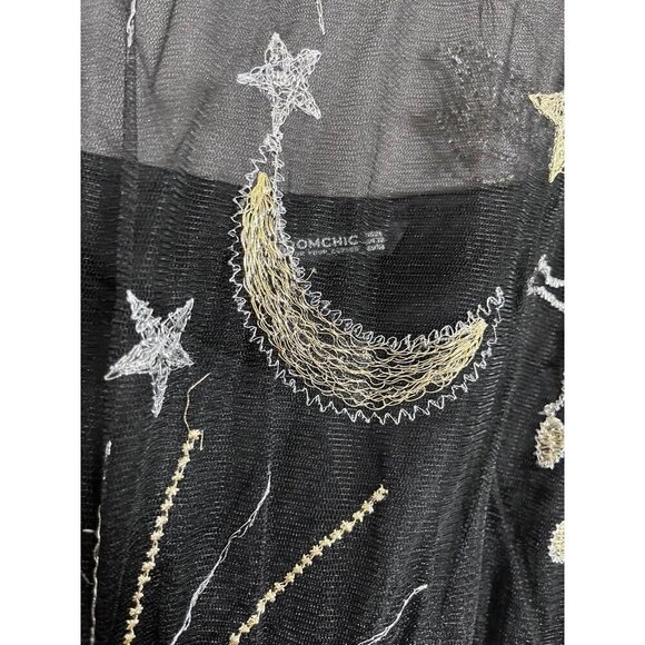 Bloomchic Dress 26 Black Midi Mesh Unicorn Stars Celestial Whimsigoth 90s Fairy - Picture 6 of 13